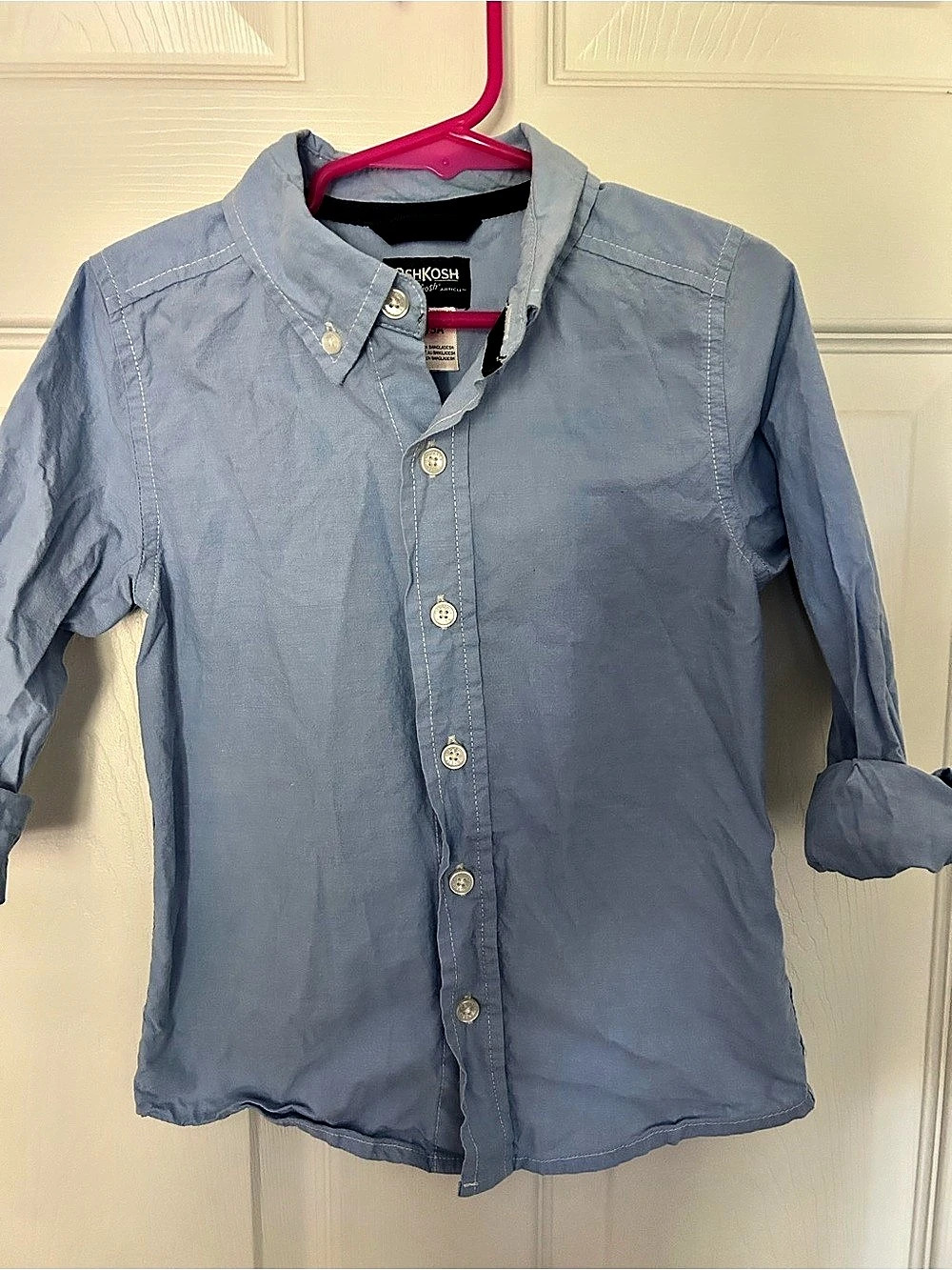 Boys, OshKosh B’gosh, Size 5/5A Blue Button-Down Long Sleeve Shirt, cotton